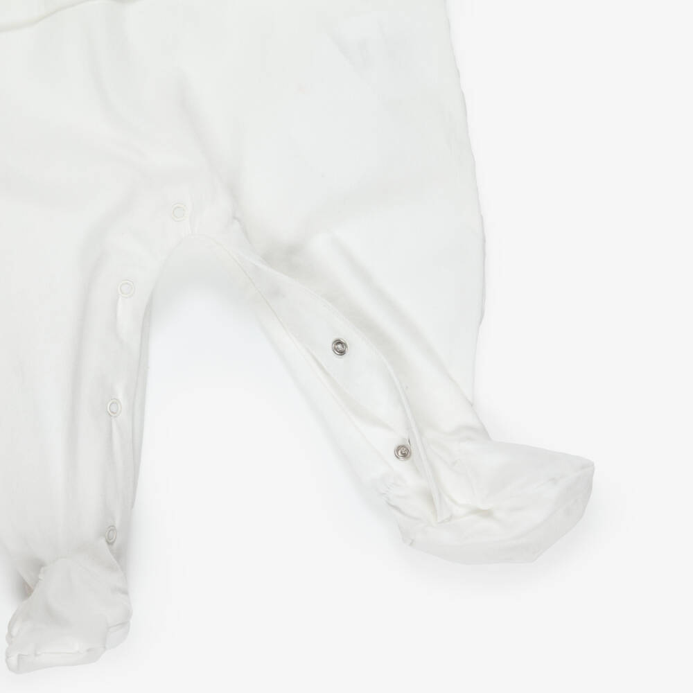 Moschino-Ivory Bear Patch Babygrow | Childrensalon Outlet