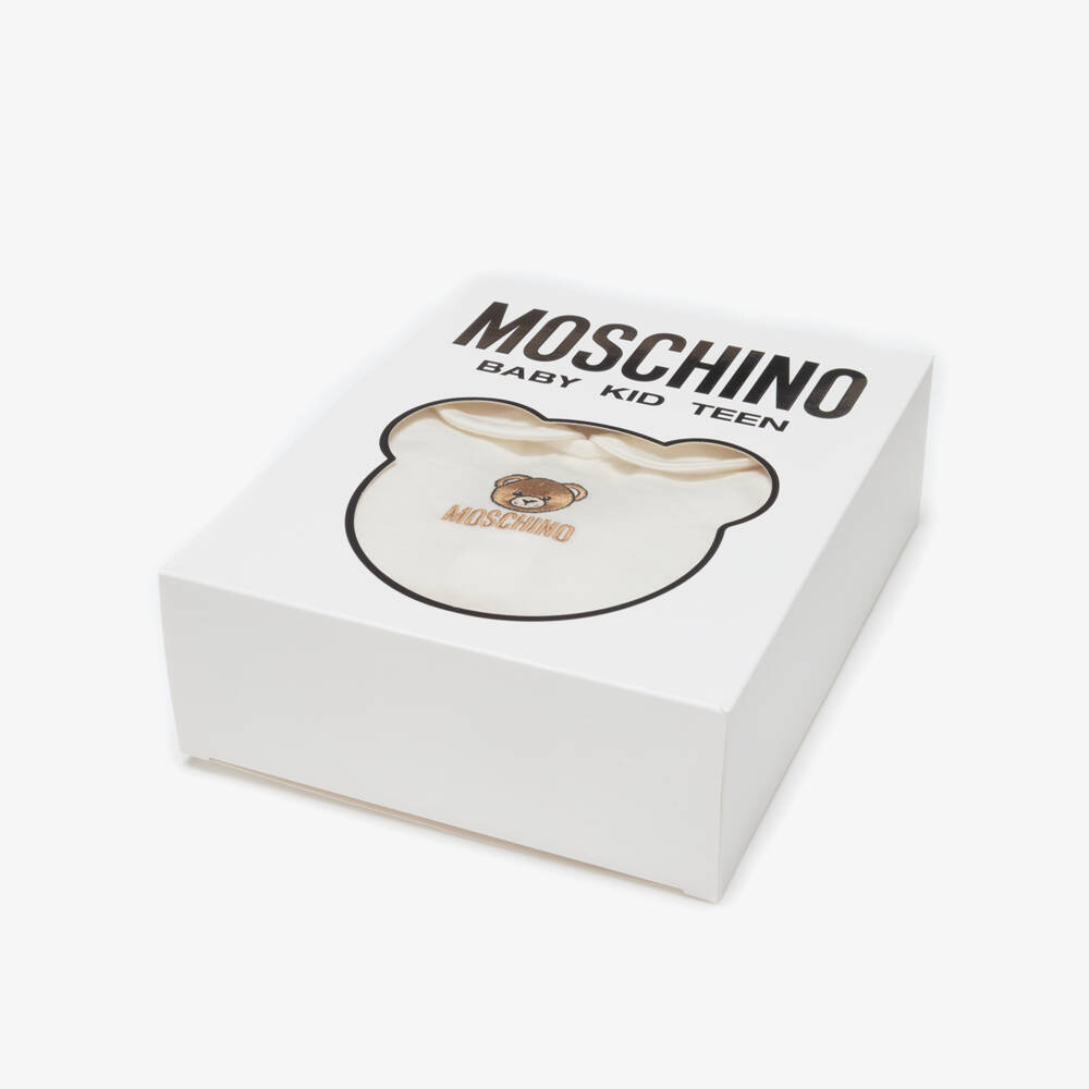Moschino-Ivory Bear Patch Babygrow | Childrensalon Outlet