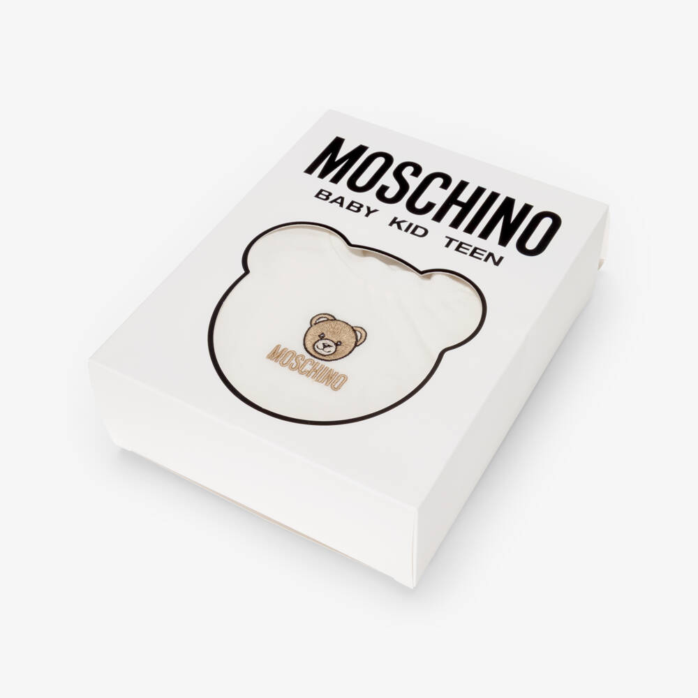 Moschino-Ivory Bear Patch T-shirt | Childrensalon Outlet