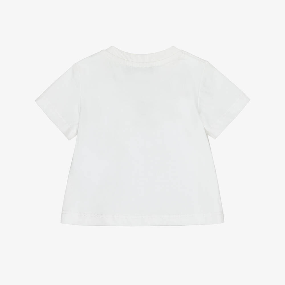 Moschino-Ivory Bear Patch T-shirt | Childrensalon Outlet