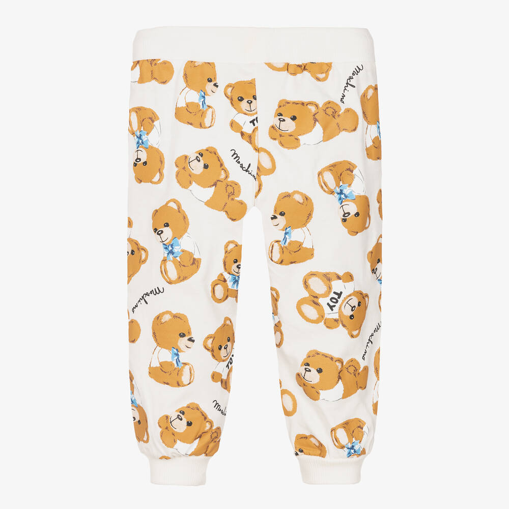 Moschino Baby-Ivory & Beige Teddy Bear Cotton Joggers | Childrensalon Outlet