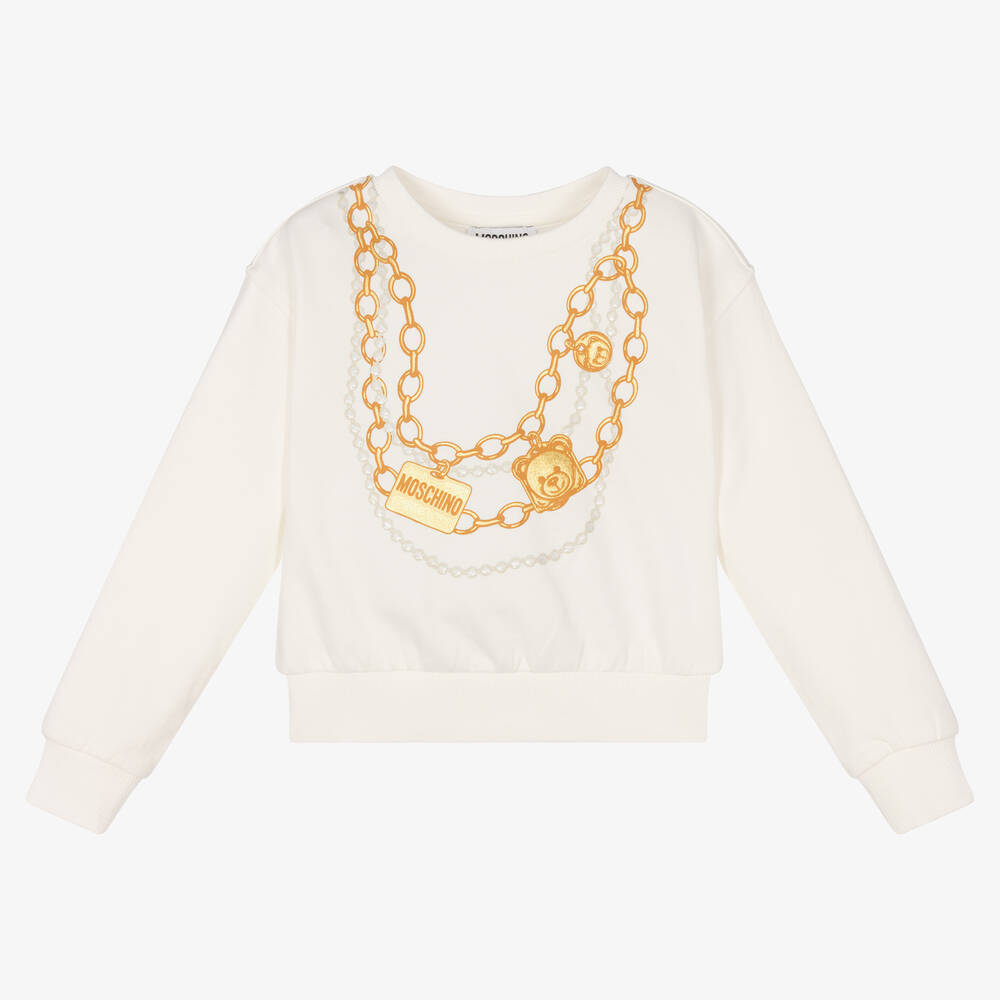 Moschino Kid-Teen - Ivory Chain Print Sweatshirt | Childrensalon