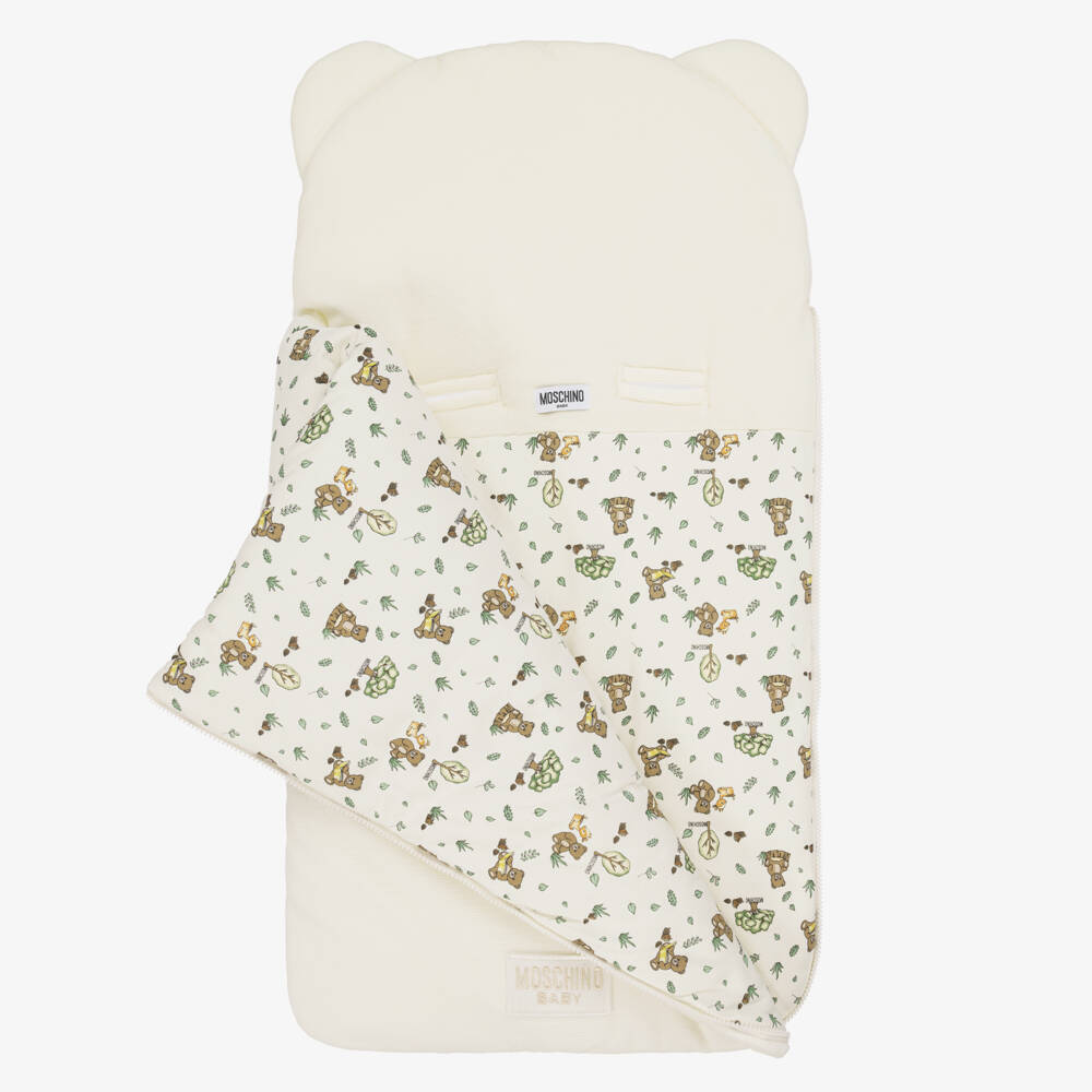 Moschino-Ivory Corduroy Nest with Forest Themed Print (80cm) | Childrensalon Outlet