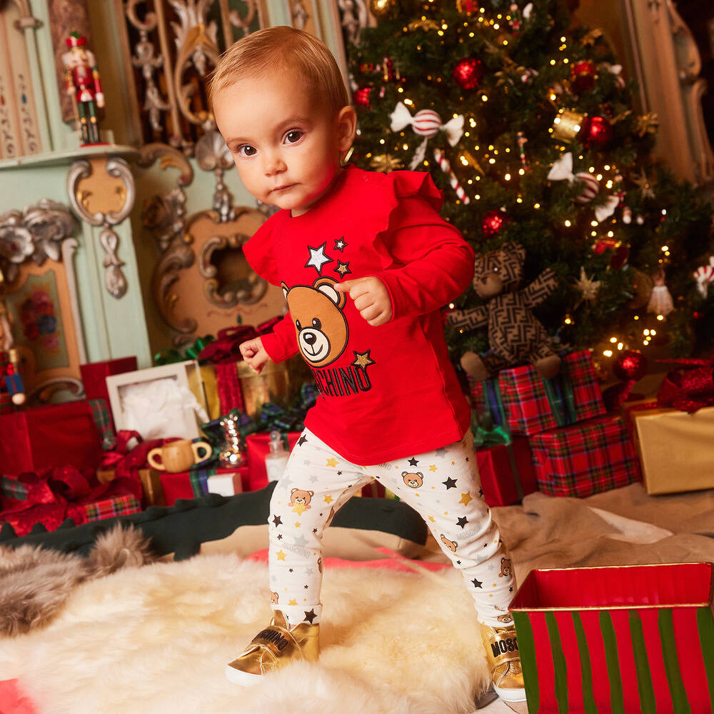 Moschino Baby-Ivory Cotton Baby Leggings | Childrensalon Outlet