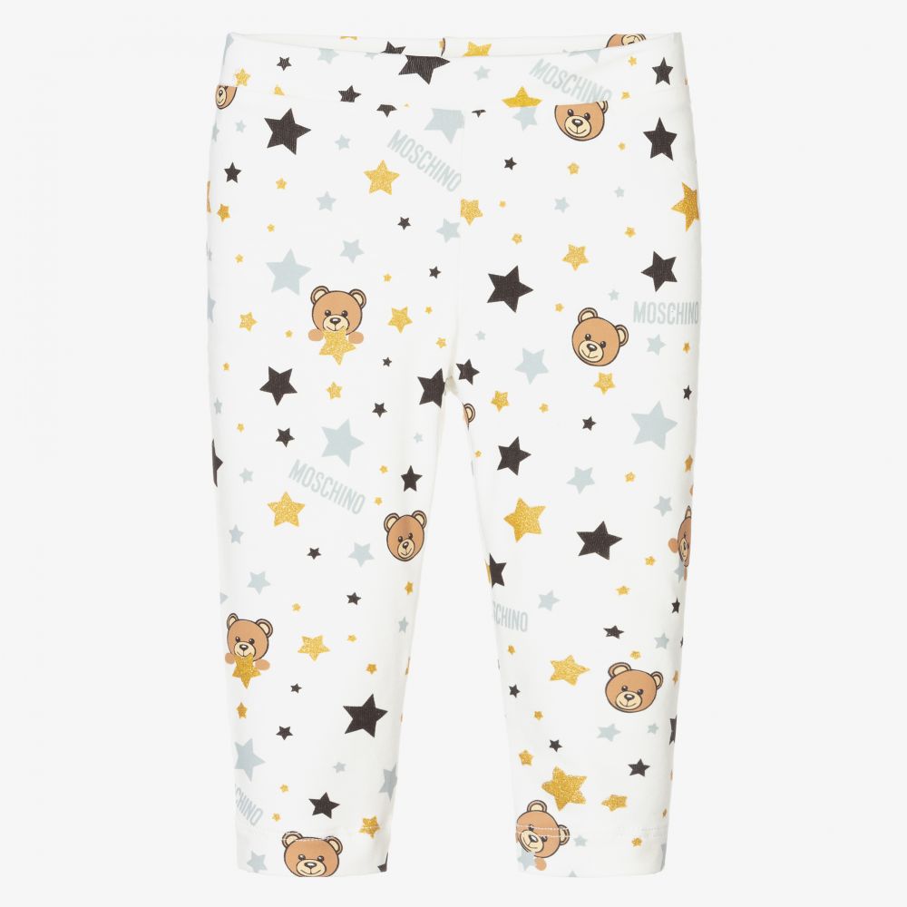 Moschino Baby-Ivory Cotton Baby Leggings | Childrensalon Outlet