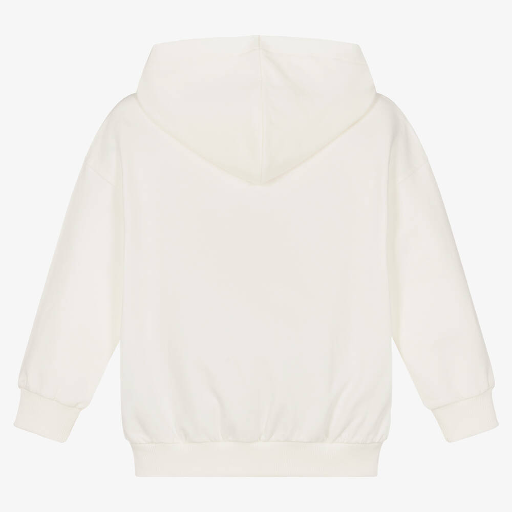 Moschino Kid-Teen-Ivory Cotton Bear Logo Hoodie | Childrensalon Outlet