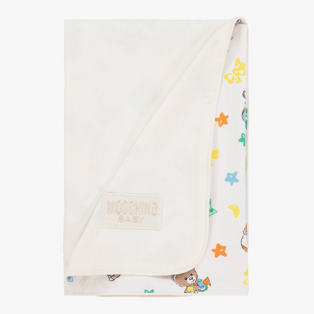 Moschino Baby-Ivory Cotton Blanket (70cm) | Childrensalon Outlet