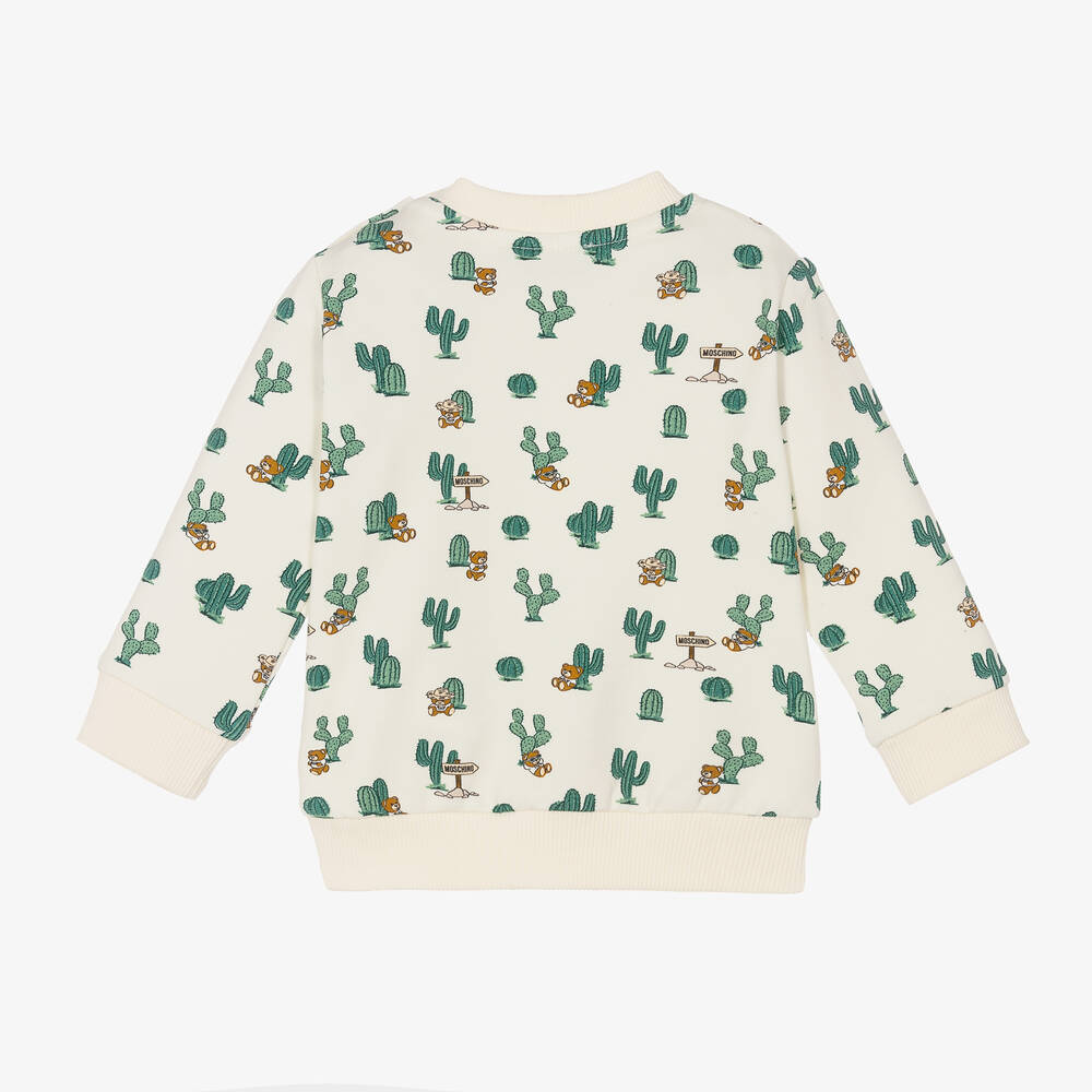 Moschino Baby Ivory Cotton Cactus Teddy Bear Sweatshirt Childrensalon Outlet