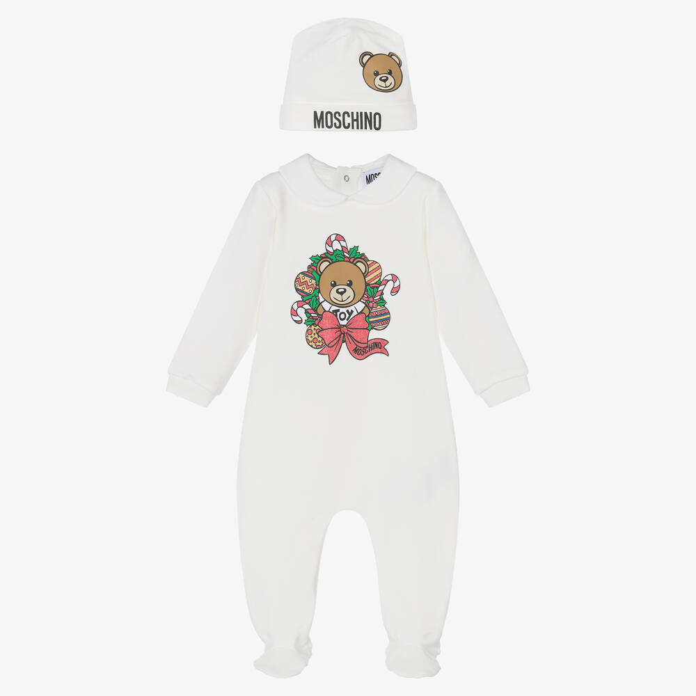 Moschino Baby - Coffret grenouillère ivoire Noël | Childrensalon