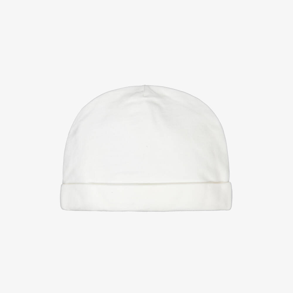 Moschino-Ivory Cotton Jersey Teddy Bear Baby Hat | Childrensalon Outlet