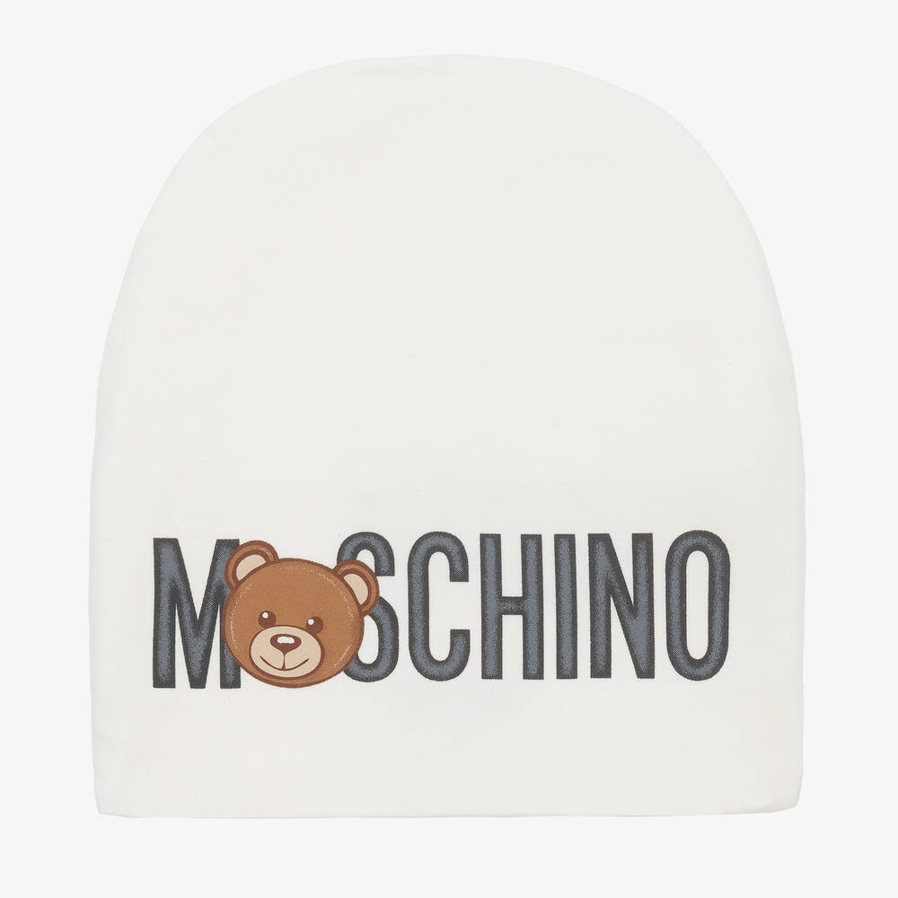 Moschino Baby - Ivory Cotton Logo Baby Hat | Childrensalon