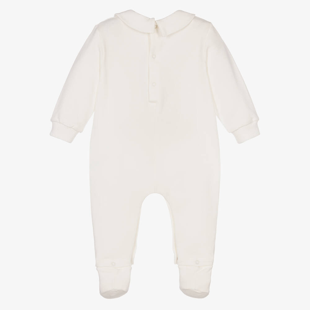 Moschino Малыши-Кремовый хлопковый комбинезон | Childrensalon Outlet