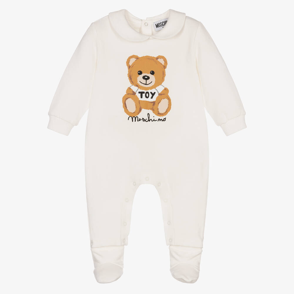 Moschino Baby - Elfenbeinfarbener Baumwollstrampler | Childrensalon