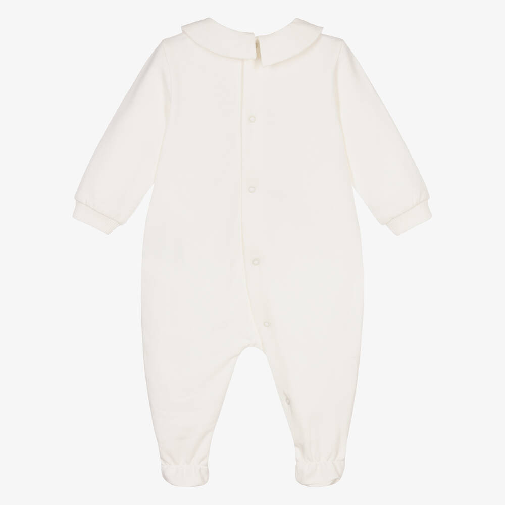 Moschino Малыши-Кремовый хлопковый комбинезон для малышей | Childrensalon Outlet