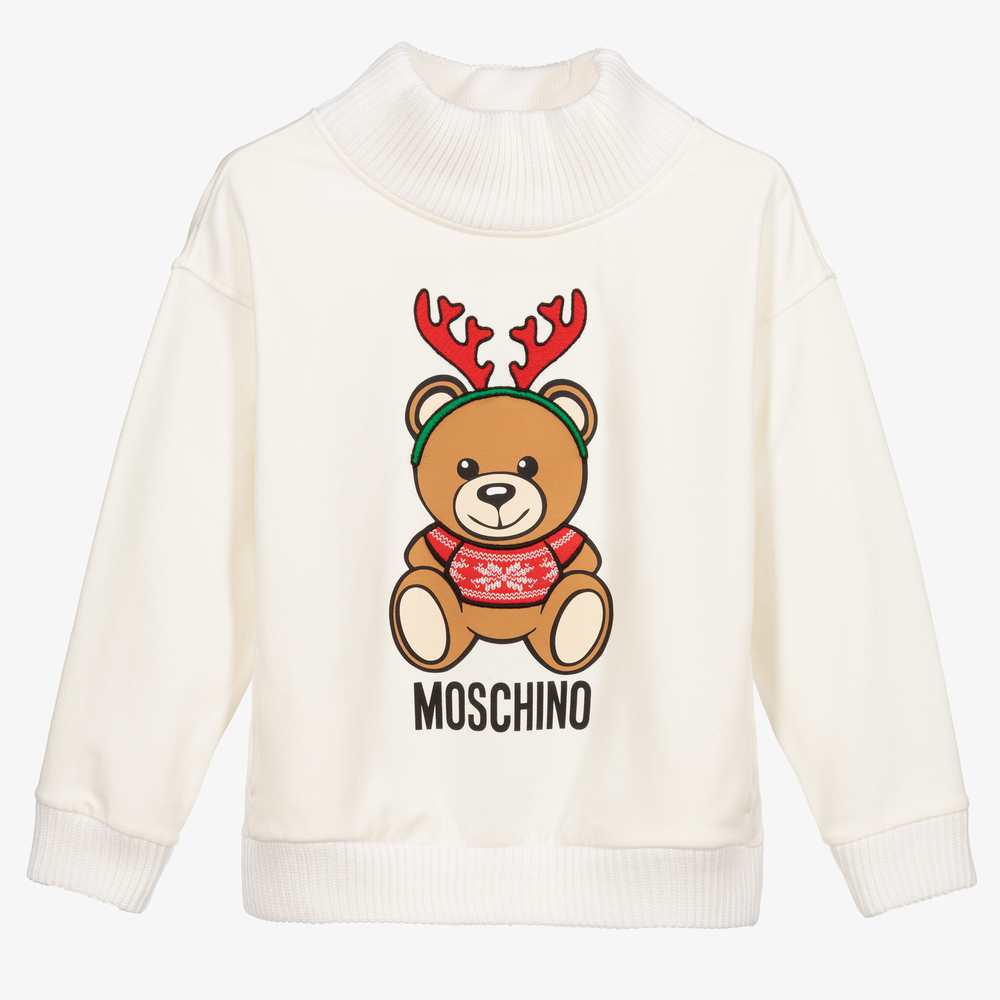Moschino Kid-Teen - Elfenbeinfarbenes Baumwoll-Sweatshirt | Childrensalon