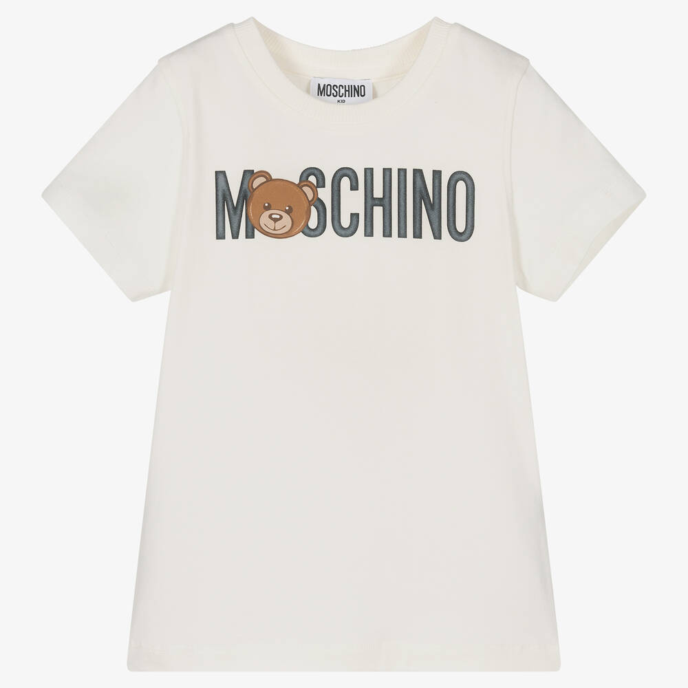 Moschino Kid-Teen - Ivory Cotton Logo T-Shirt | Childrensalon