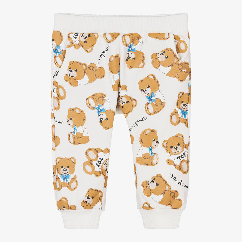 Moschino Baby-Ivory Cotton Teddy Bear Baby Joggers | Childrensalon Outlet