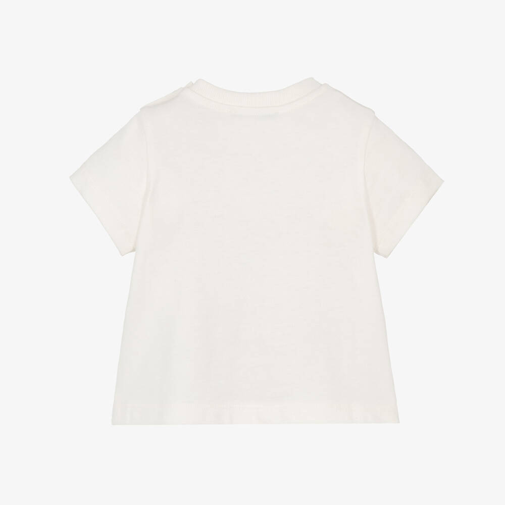 Moschino-Ivory Cotton Teddy Bear Baby T-Shirt | Childrensalon Outlet