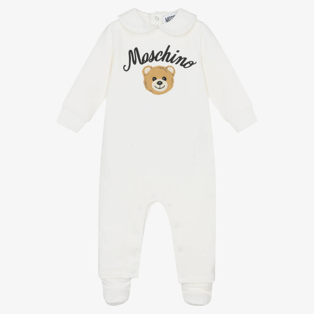 Moschino Baby - Teddy-Baumwollstrampler Elfenbein | Childrensalon