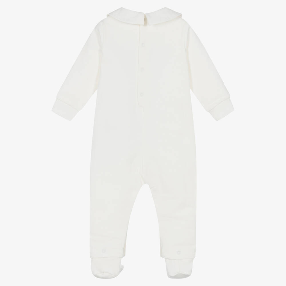 Moschino Малыши-Кремовый хлопковый комбинезон с медвежонком | Childrensalon Outlet