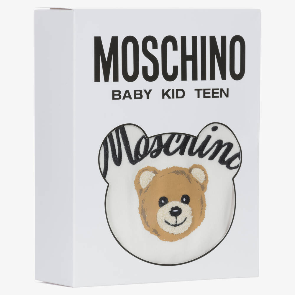 Moschino Малыши-Кремовый хлопковый комбинезон с медвежонком | Childrensalon Outlet