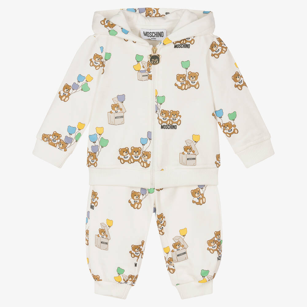 Moschino Baby-Ivory Cotton Teddy Bear Balloon Tracksuit | Childrensalon Outlet