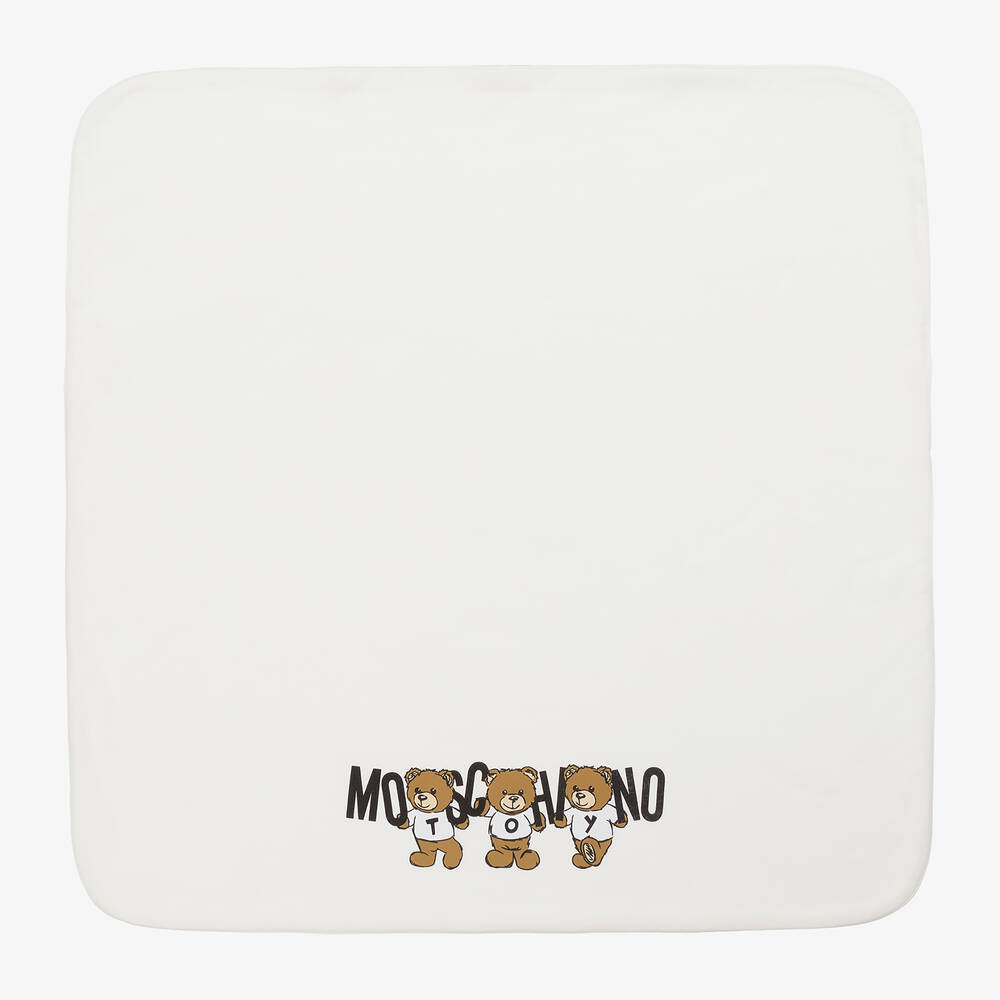 Moschino Baby-Ivory Cotton Teddy Bear Blanket (70cm) | Childrensalon Outlet