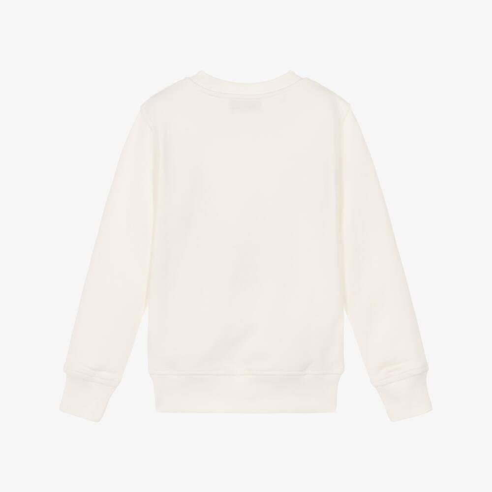 Moschino-Ivory Cotton Teddy Bear Logo Sweatshirt | Childrensalon Outlet