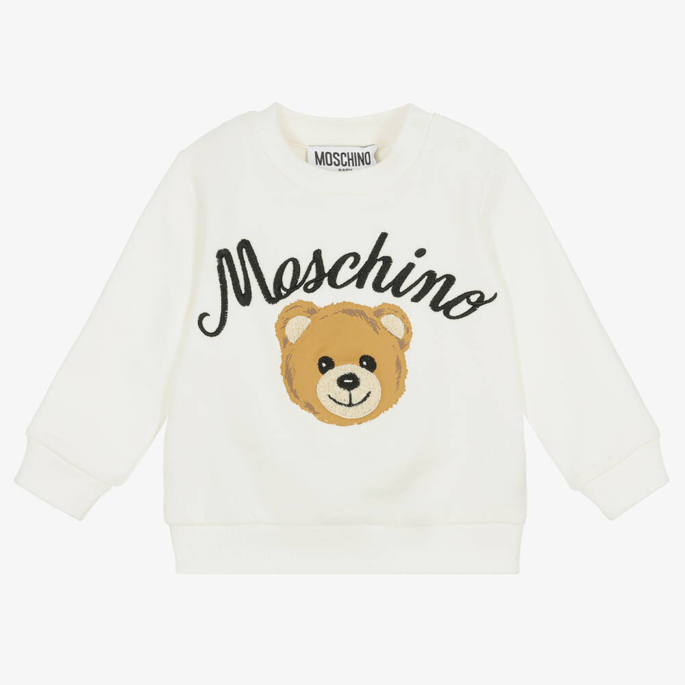 Moschino Baby - Sweat-shirt ivoire en coton Teddy | Childrensalon