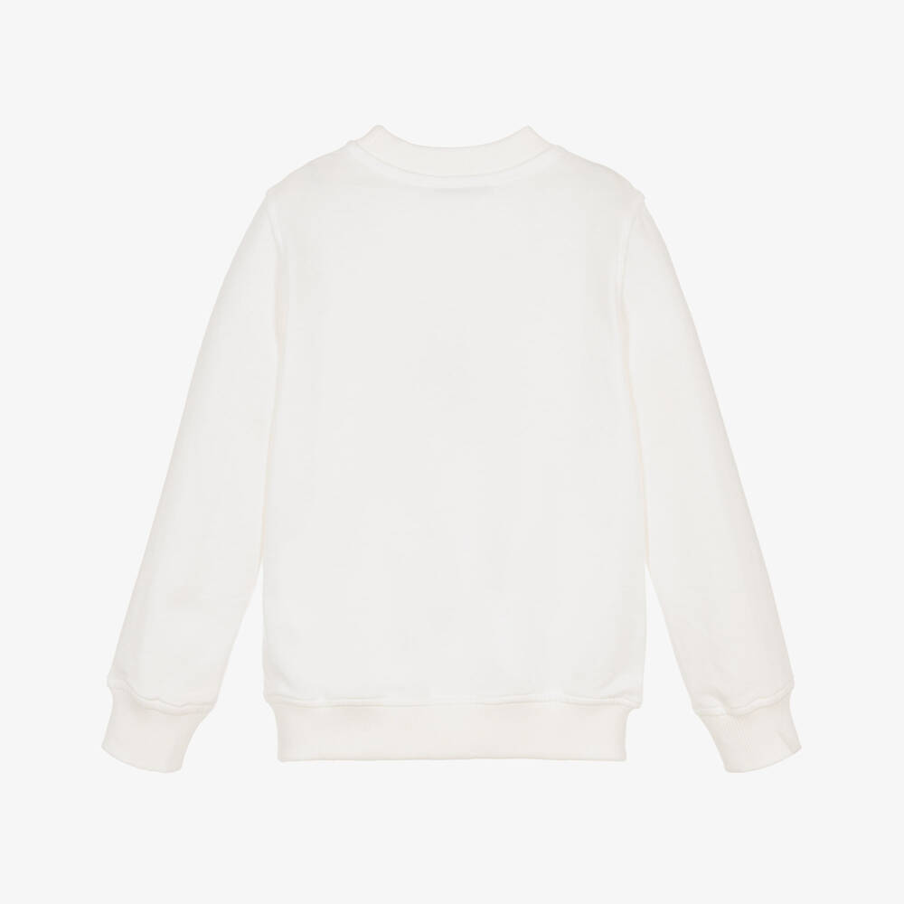 Moschino-Ivory Cotton Teddy Bear Sweatshirt with Colourful Logo | Childrensalon Outlet