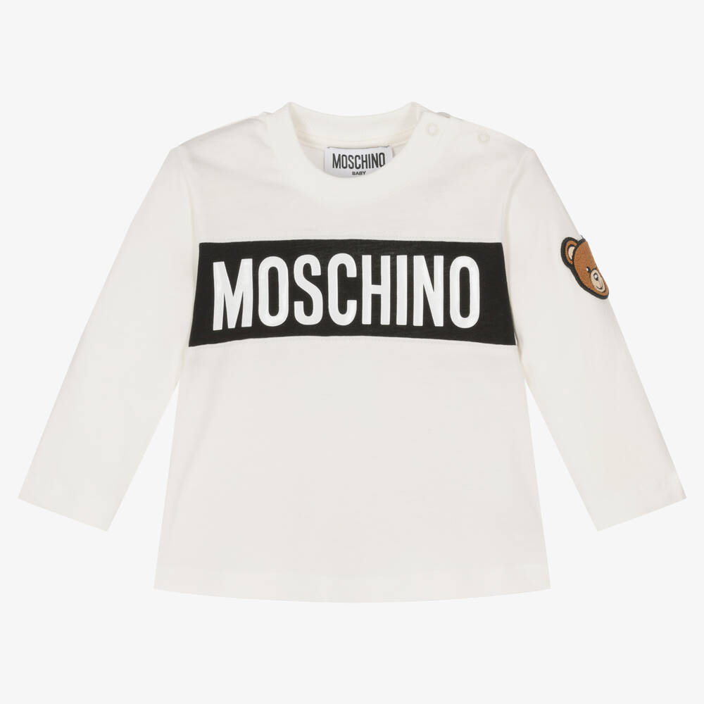 Moschino Baby - Кремовый хлопковый топ с медвежонком | Childrensalon