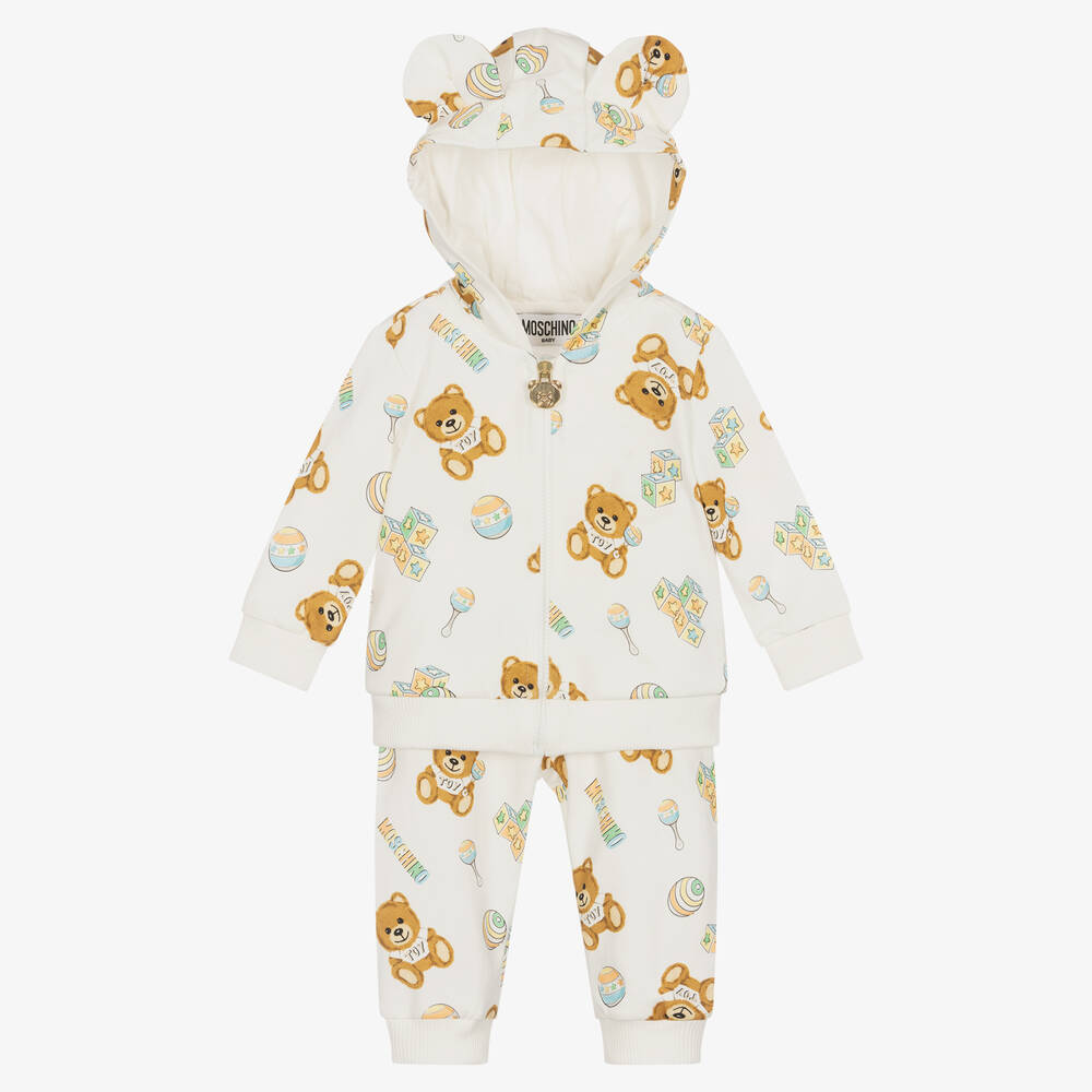 Moschino Baby - Ivory Cotton Teddy Bear Tracksuit | Childrensalon