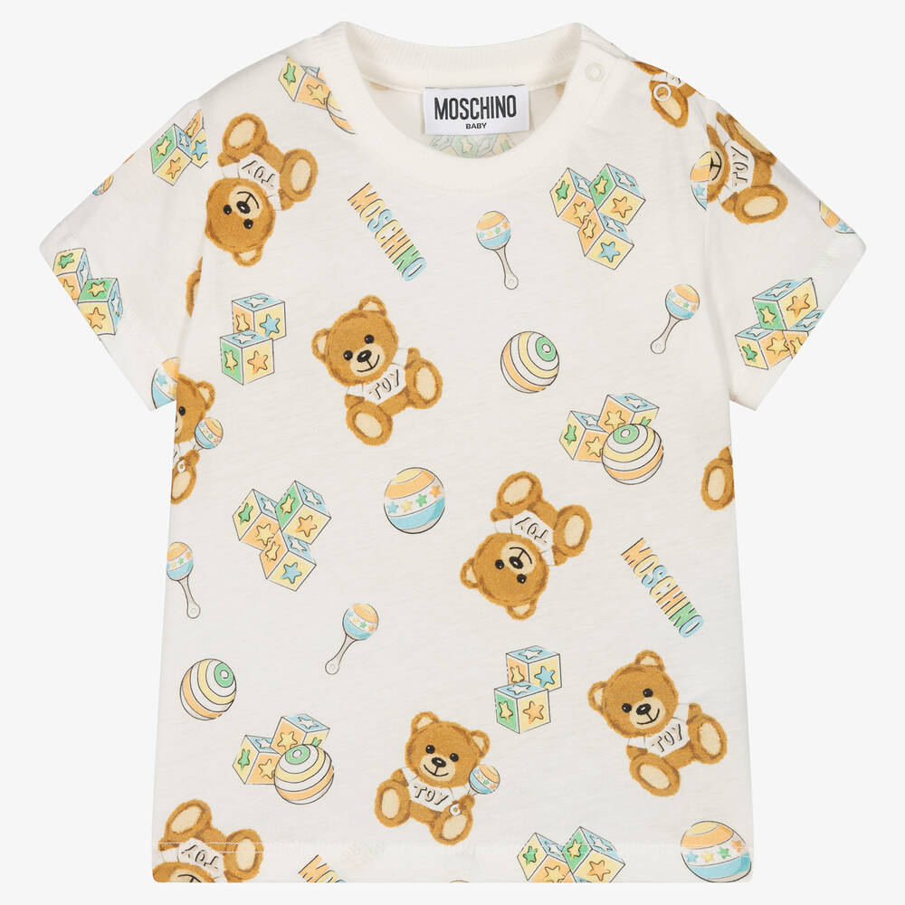 Moschino Baby-تيشيرت قطن لون عاجي للأطفال | Childrensalon Outlet