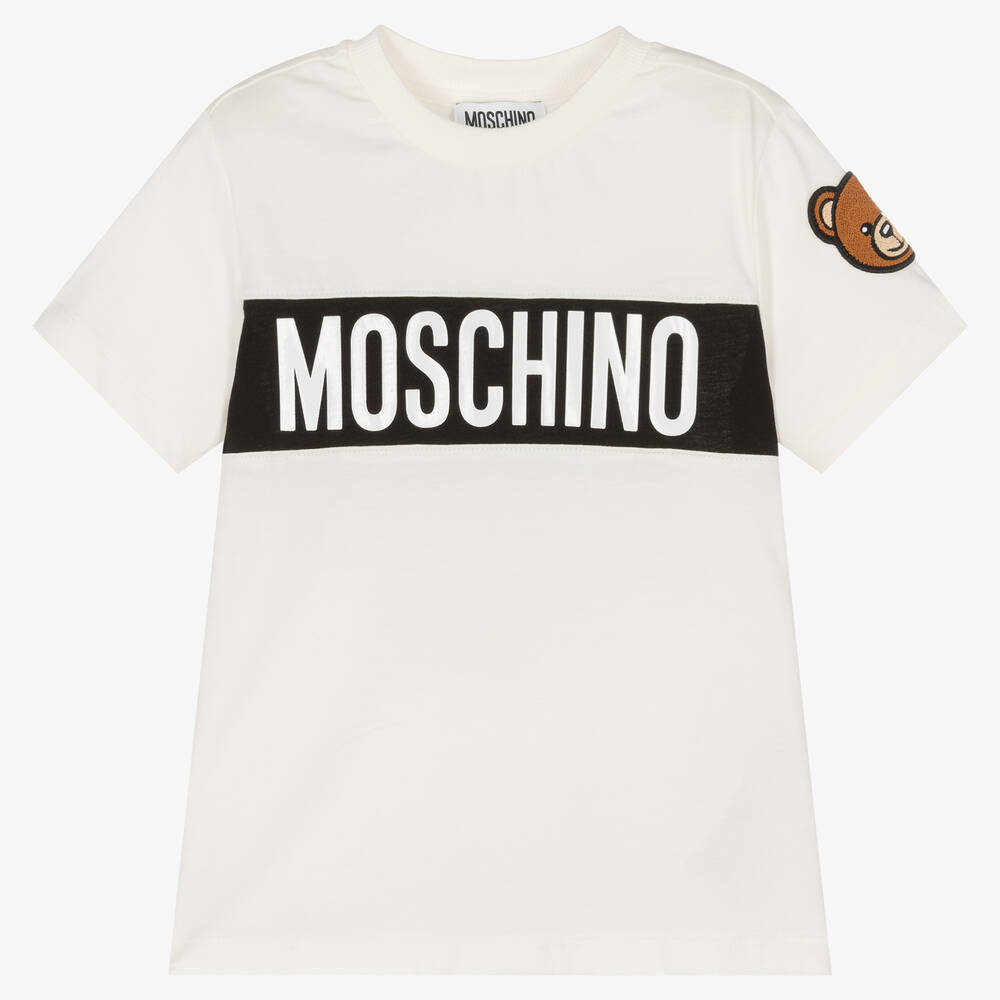 Moschino Kid-Teen - T-shirt ivoire en coton teddy | Childrensalon