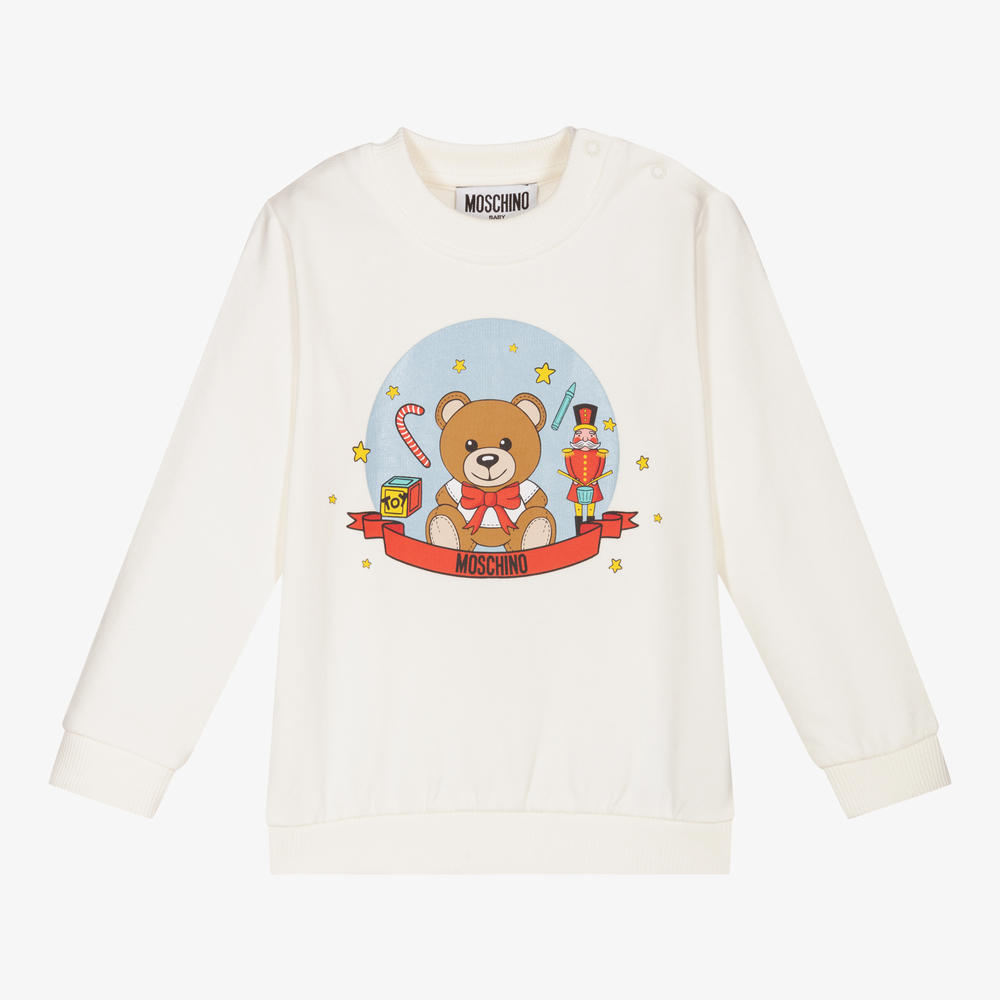 Moschino Baby - Sweat-shirt festif ivoire Teddy | Childrensalon