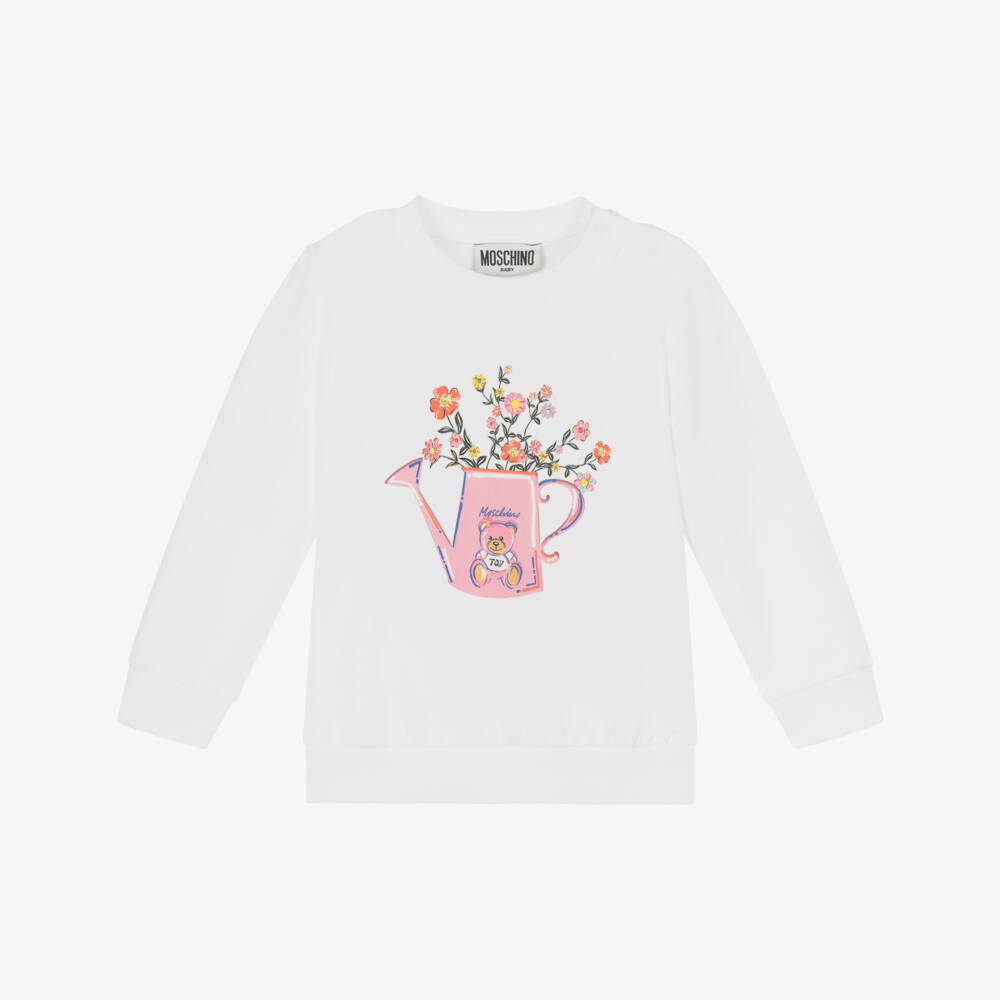 Moschino-Ivory Floral Cotton Girls Top | Childrensalon Outlet