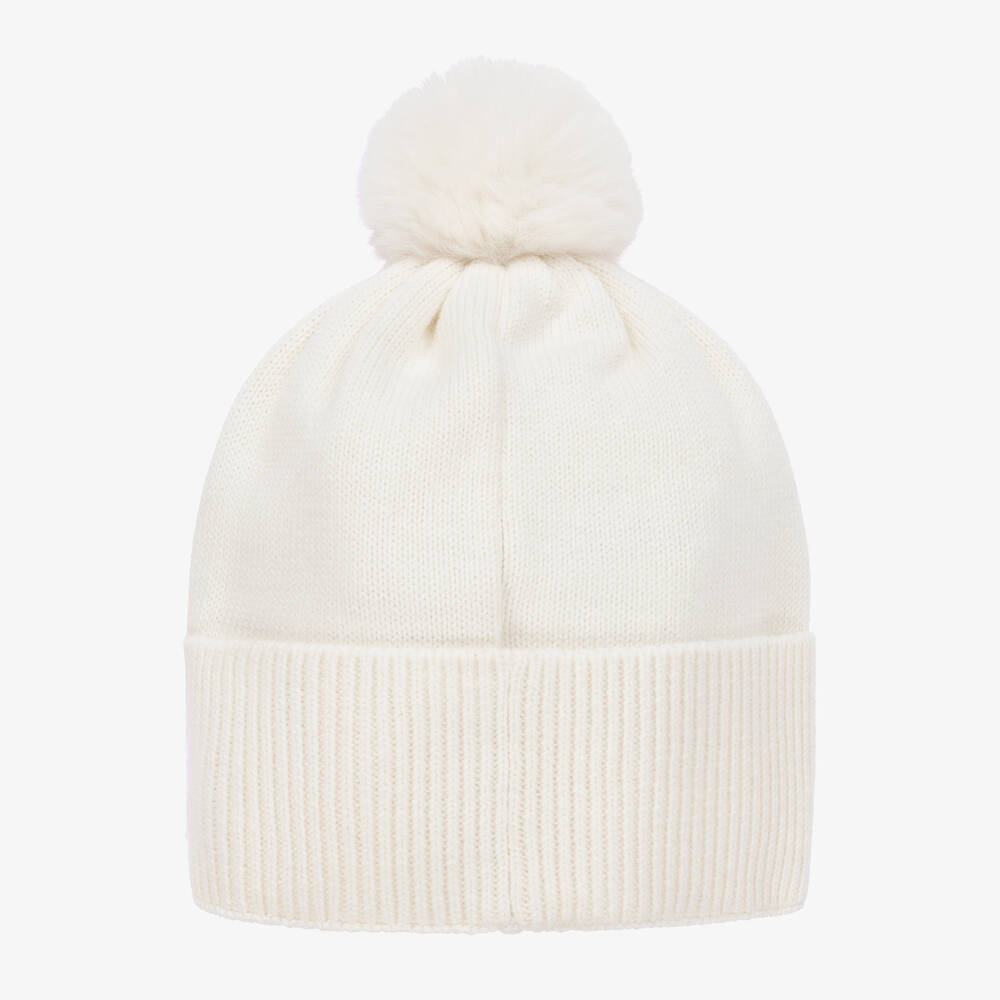 Moschino Kid-Teen-Ivory Knitted Hat & Scarf Gift Set | Childrensalon Outlet