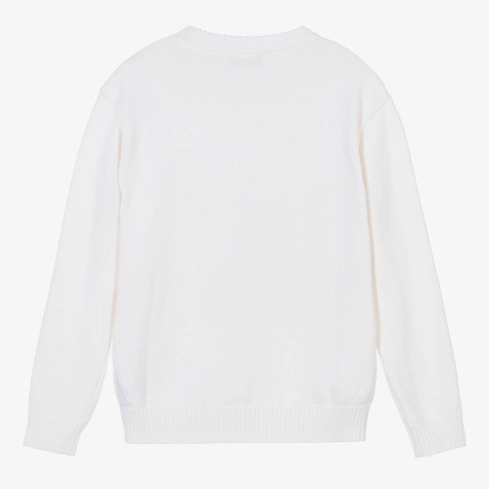 Moschino Ivory Knitted Teddy Bear Sweater Childrensalon Outlet