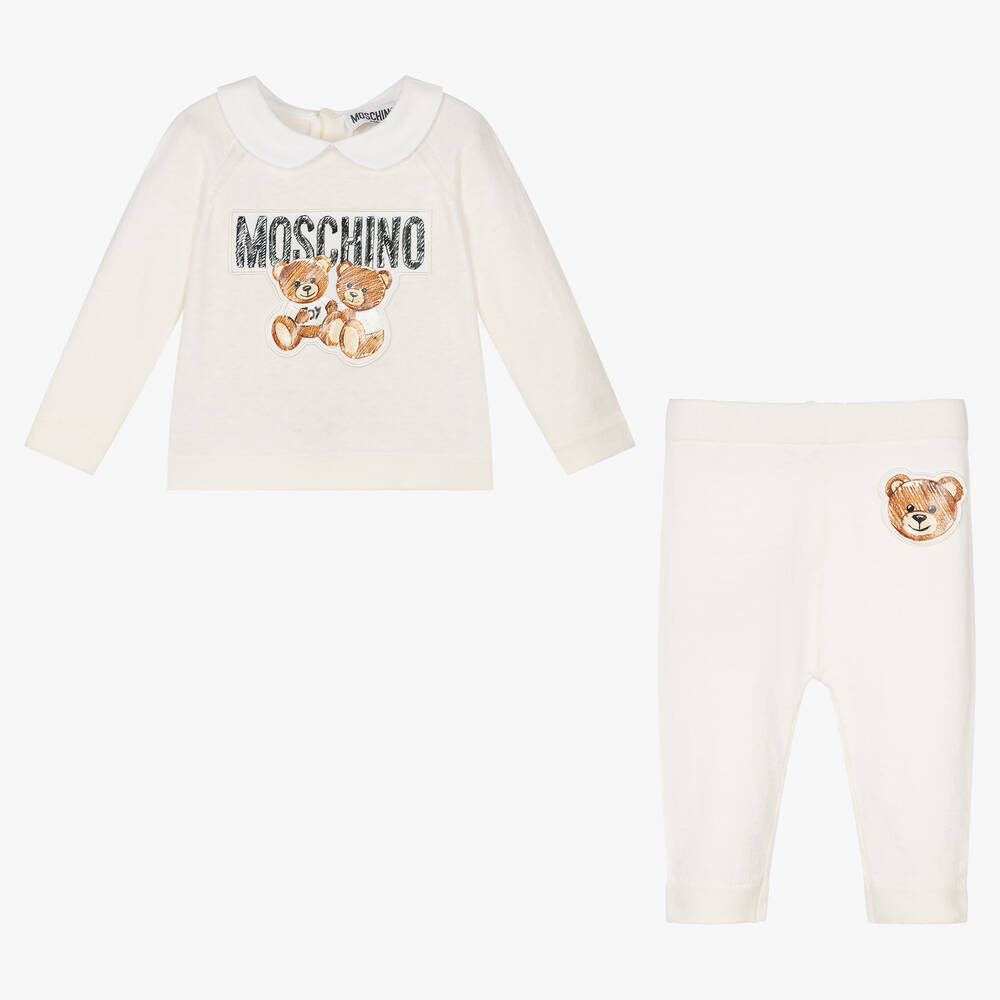 Moschino Baby-Ivory Knitted Trouser Set | Childrensalon Outlet