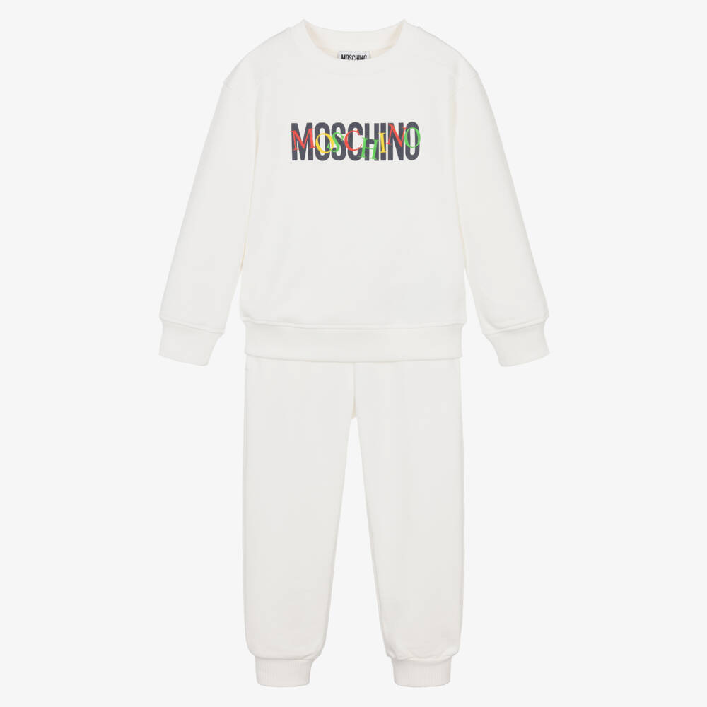 Moschino-Ivory Multicolour Logo Cotton Jersey Tracksuit | Childrensalon Outlet