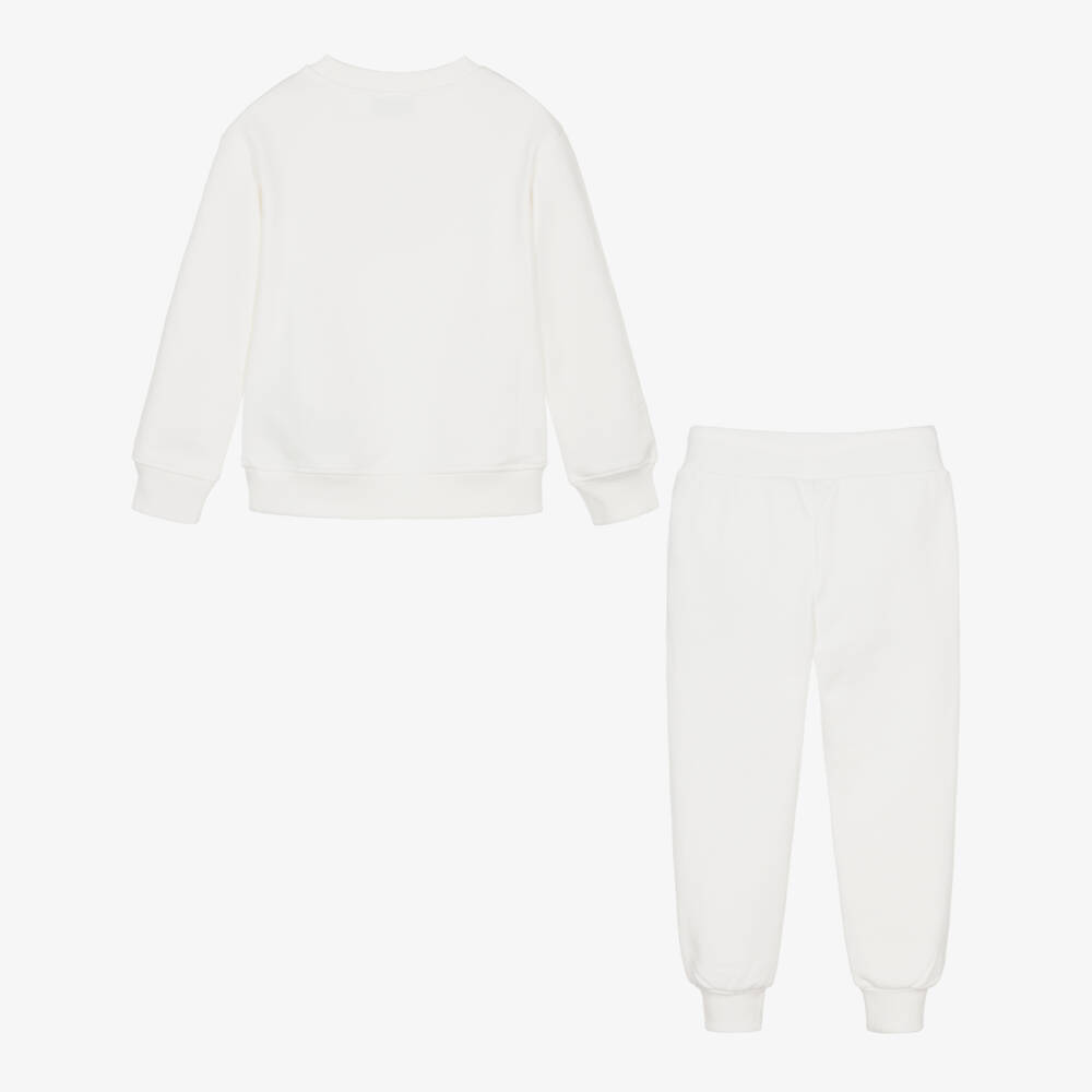 Moschino-Ivory Multicolour Logo Cotton Jersey Tracksuit | Childrensalon Outlet