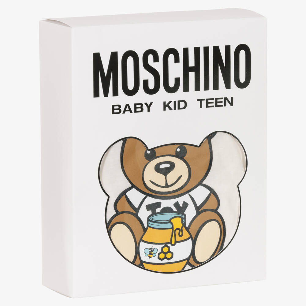 Moschino Baby-بدلة أوفرول قطن لون زهري وعاجي (عدد 2) | Childrensalon Outlet