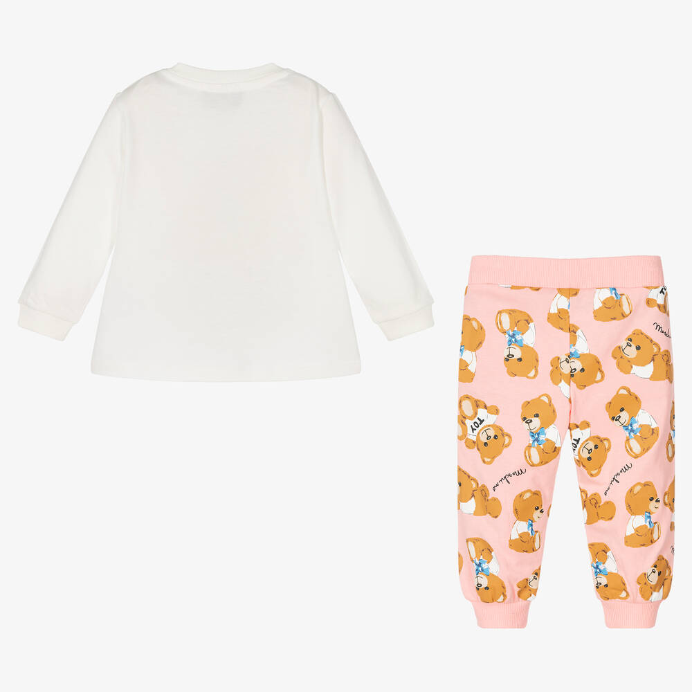 Moschino Baby-Ivory & Pink Teddy Trouser Set | Childrensalon Outlet