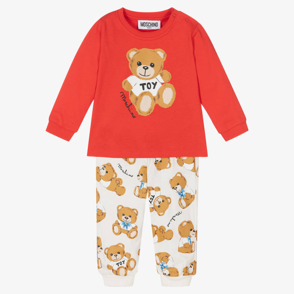 Moschino Baby - Ensemble pantalon ivoire rouge Nounours | Childrensalon