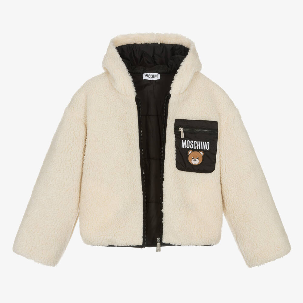 Moschino Kid-Teen-Ivory Sherpa Fleece Jacket | Childrensalon Outlet