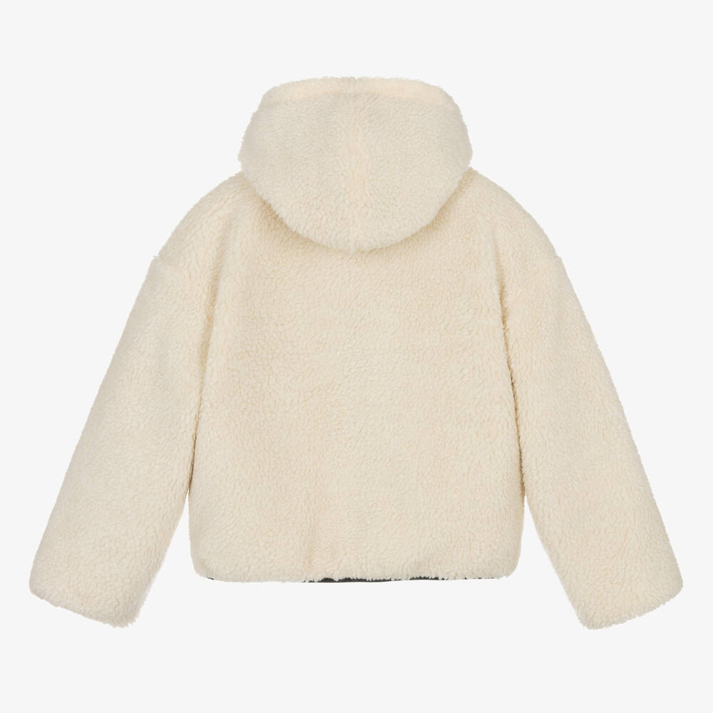 Moschino Kid-Teen-Ivory Sherpa Fleece Jacket | Childrensalon Outlet