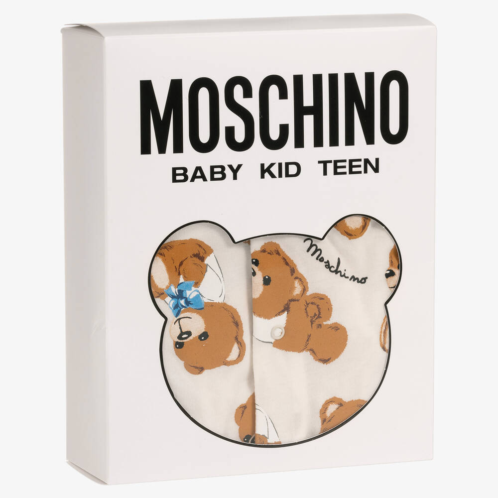 Moschino Baby-Ivory Teddy Babygrows (2 Pack) | Childrensalon Outlet