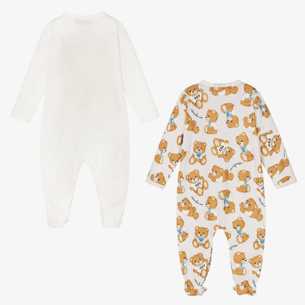 Moschino Baby-Ivory Teddy Babygrows (2 Pack) | Childrensalon Outlet