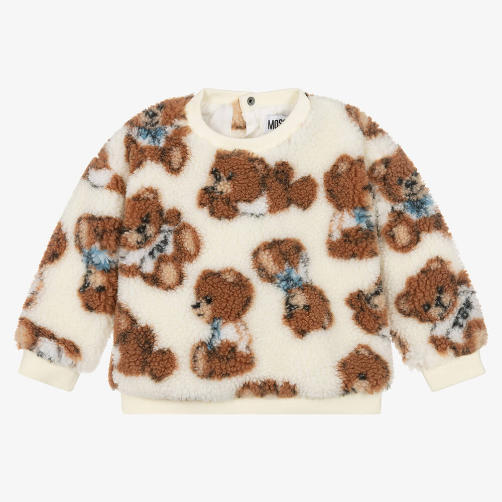 Moschino Baby - Ivory Teddy Bear Fleece Sweatshirt | Childrensalon
