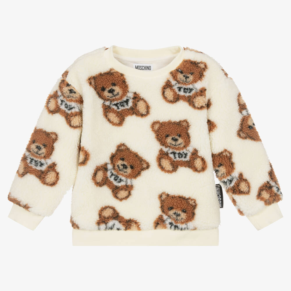 Moschino Kid-Teen - Ivory Teddy Bear Fleece Sweatshirt | Childrensalon